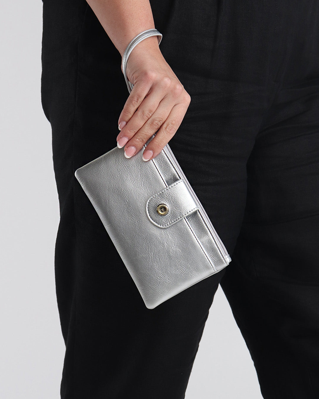 Silver Pouch Bag With Wrist Strap Givenchy Silver Mini Metallized