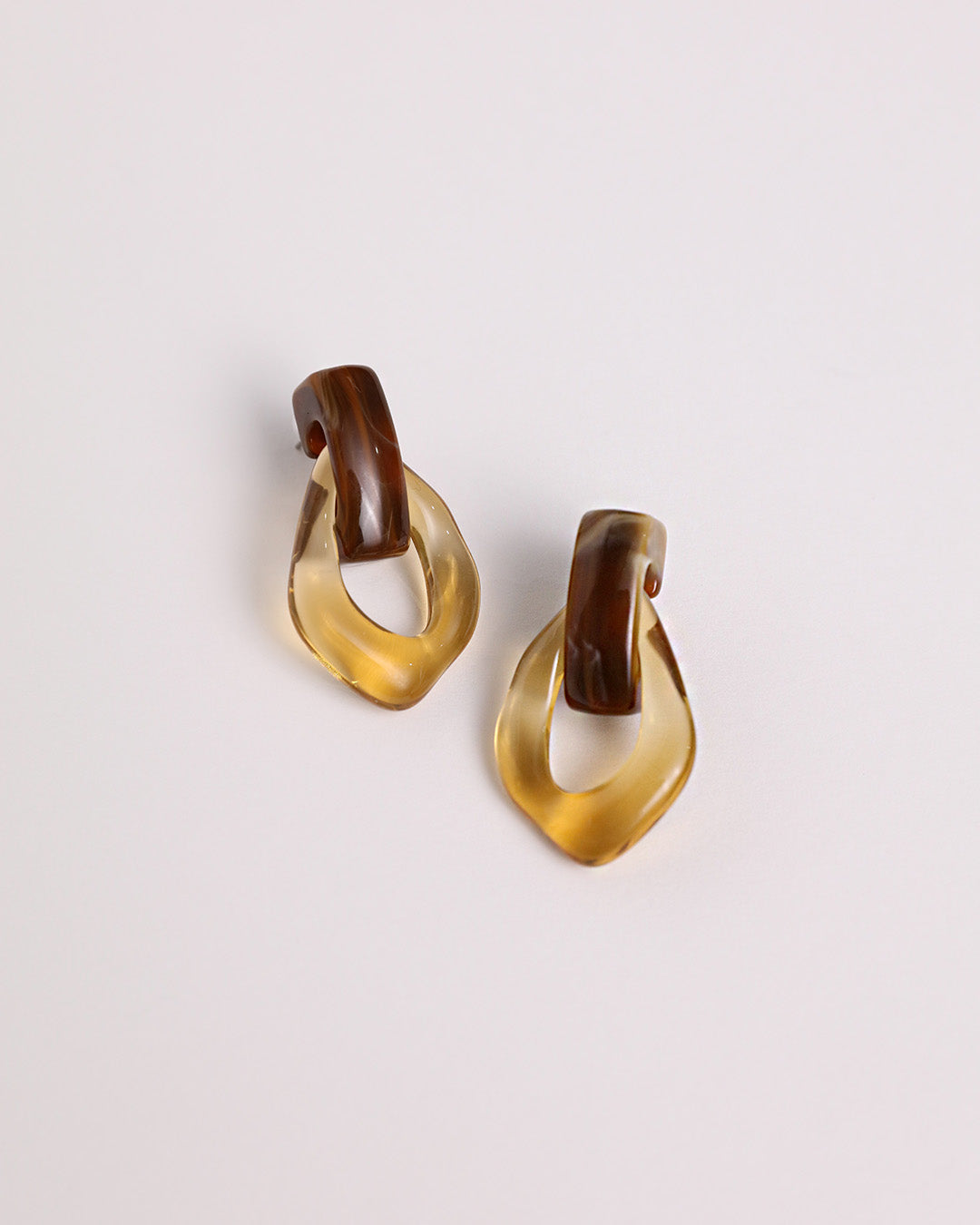 Asymmetric Hoop Earring - Brown