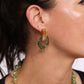 Asymmetric Hoop Earring - Green