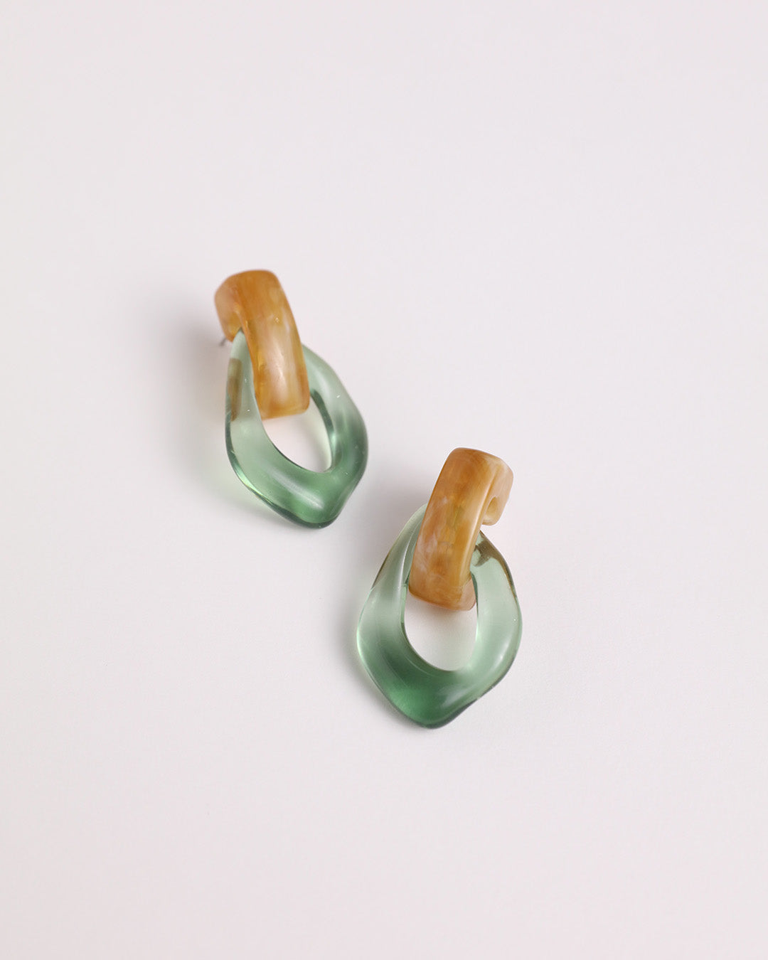 Asymmetric Hoop Earring - Green