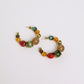 Beaded C shape Earrings - Multi