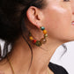Beaded C shape Earrings - Multi