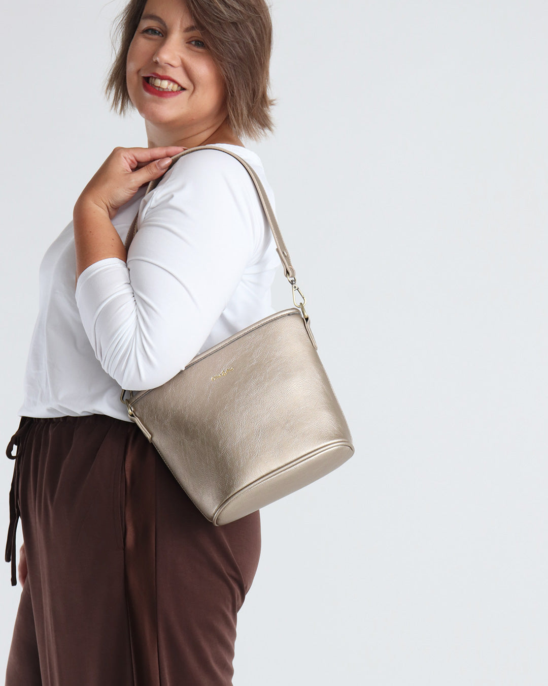 Bella Mini Bucket Bag - Antique Gold