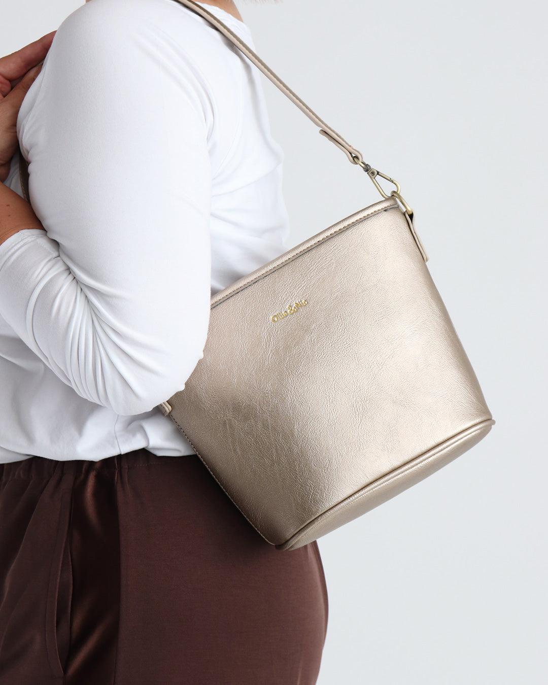 Bella Mini Bucket Bag - Antique Gold