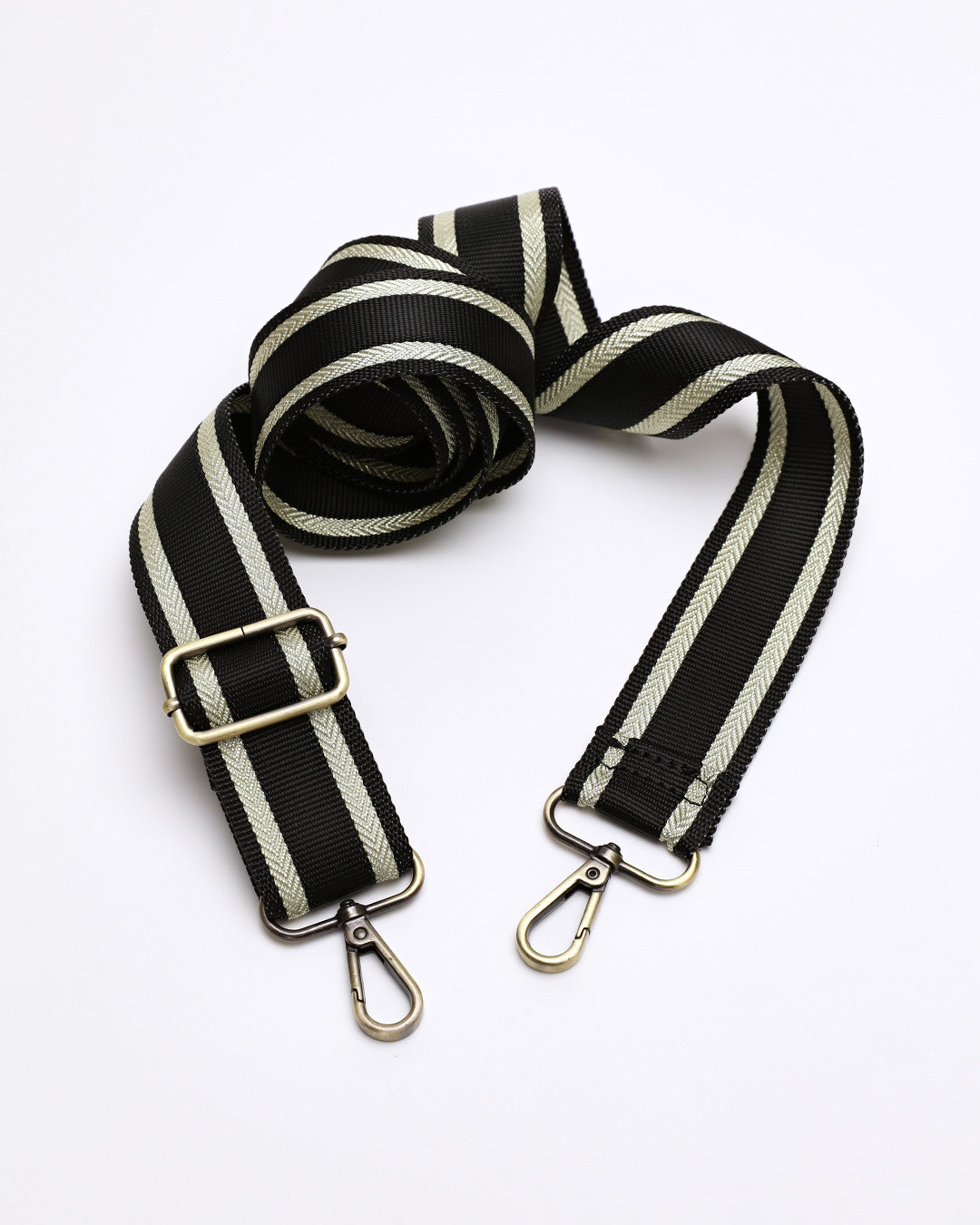 Black & Gold Stripe Strap - Black