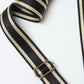 Black & Gold Stripe Webbing Strap - Silver Hardware