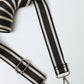 Black & Gold Stripe Webbing Strap - Silver Hardware