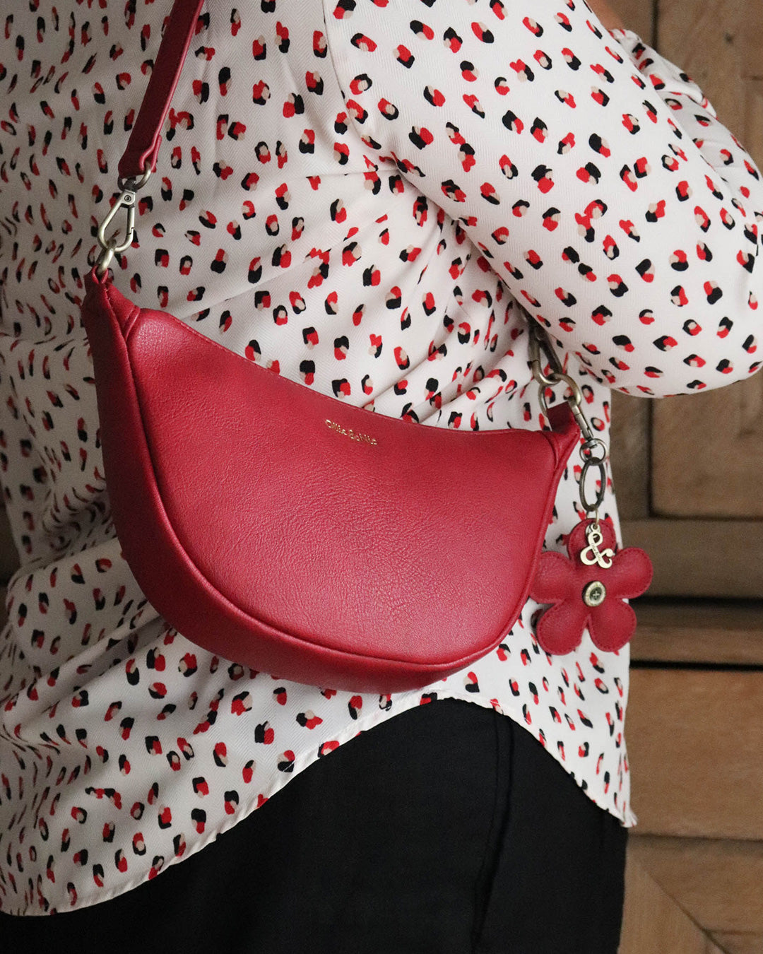 Flower Bag Charm - Cherry Red