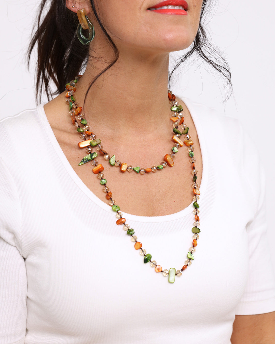 Double Beaded Layer Necklace - Multi