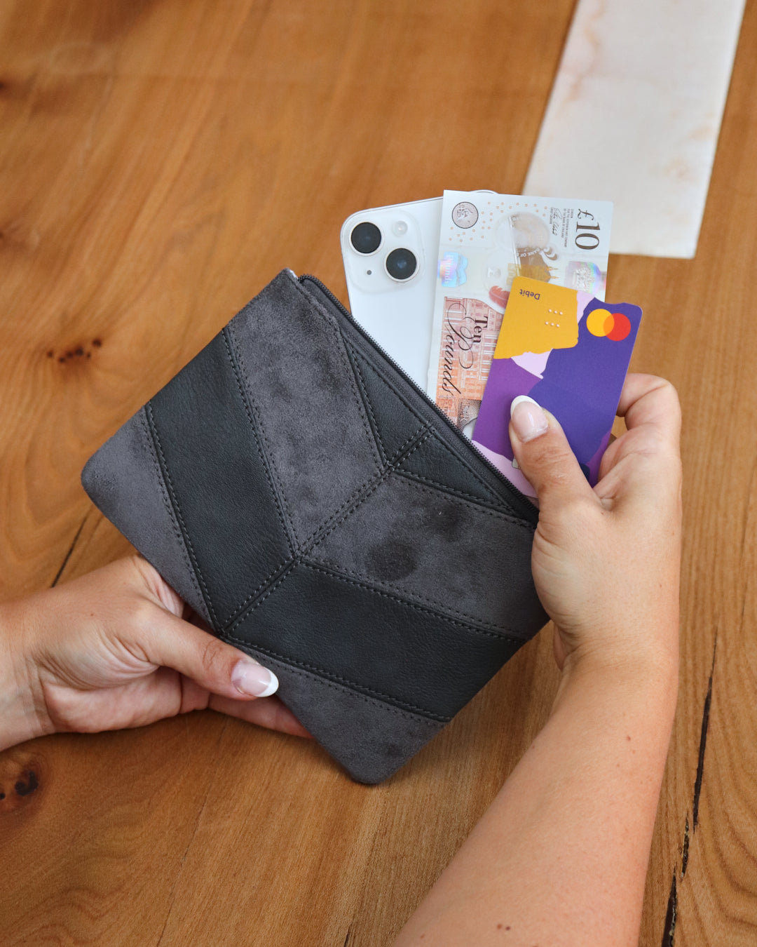 Ernie Zip Top Pouch - Grey