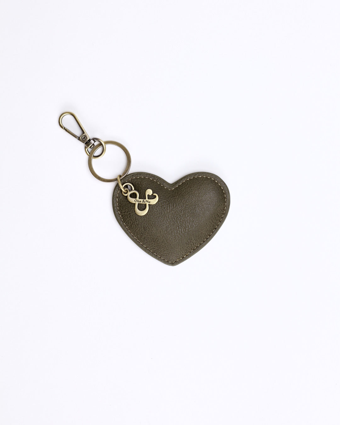 Heart Bag Charm - Khaki