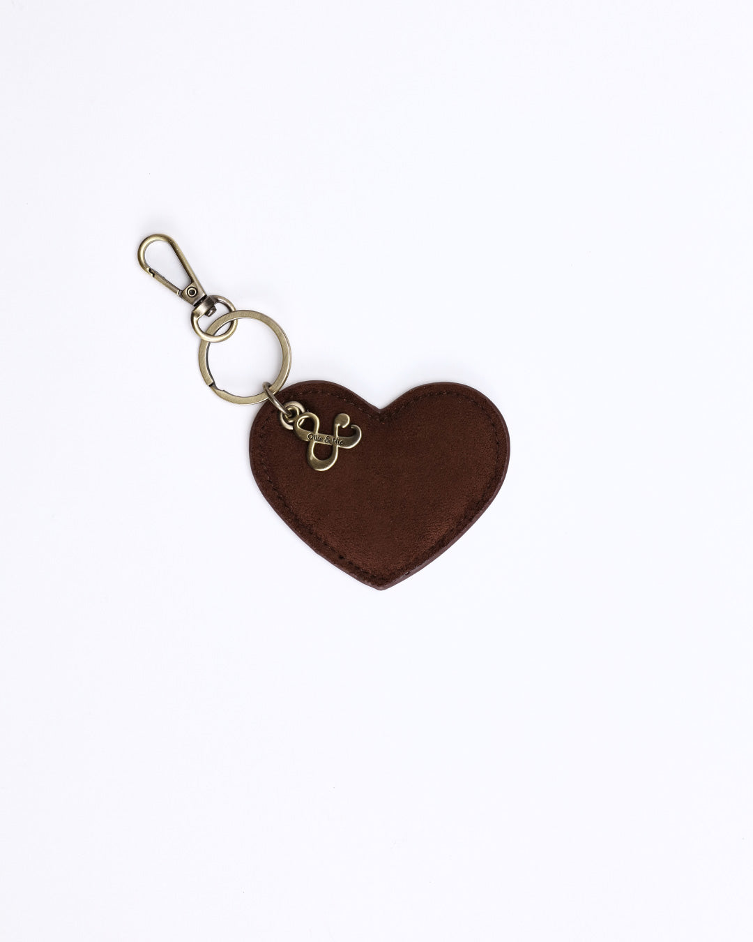 Suede Heart Bag Charm - Chocolate