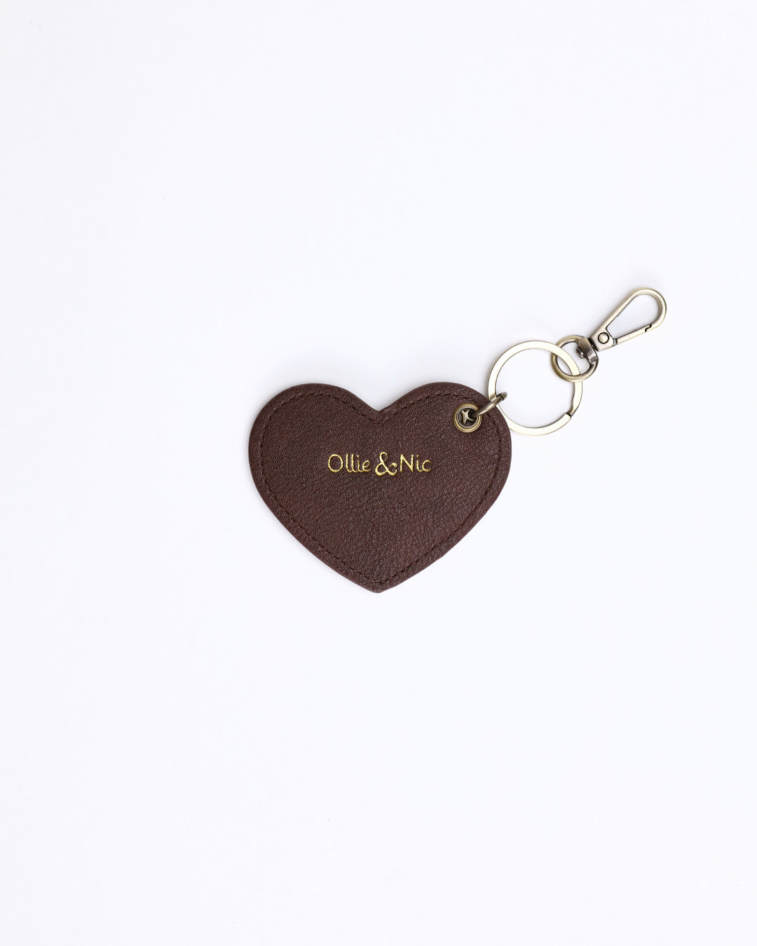 Suede Heart Bag Charm - Chocolate