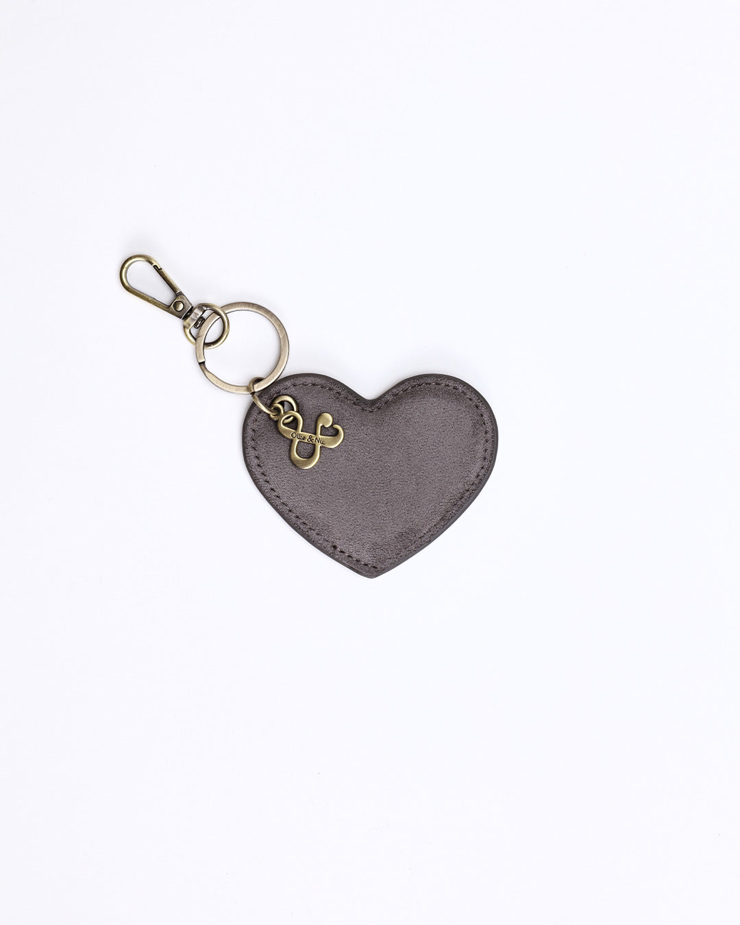 Suede Heart Bag Charm - Grey