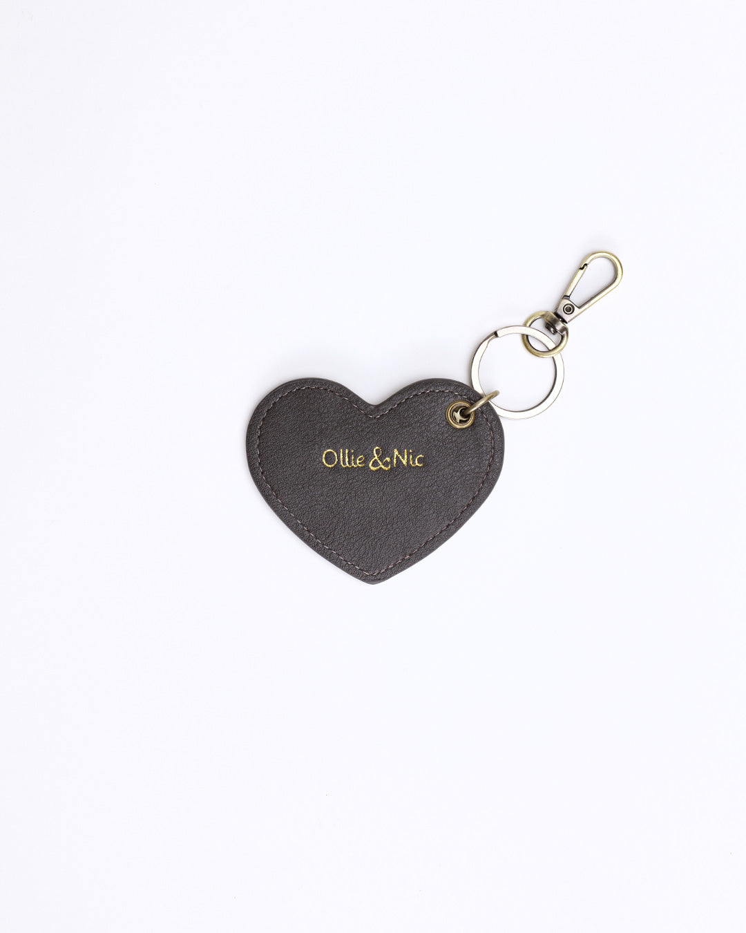 Suede Heart Bag Charm - Grey