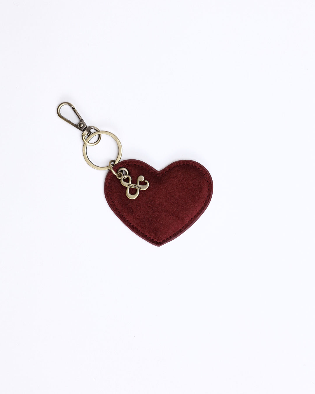 Suede Heart Bag Charm - Plum