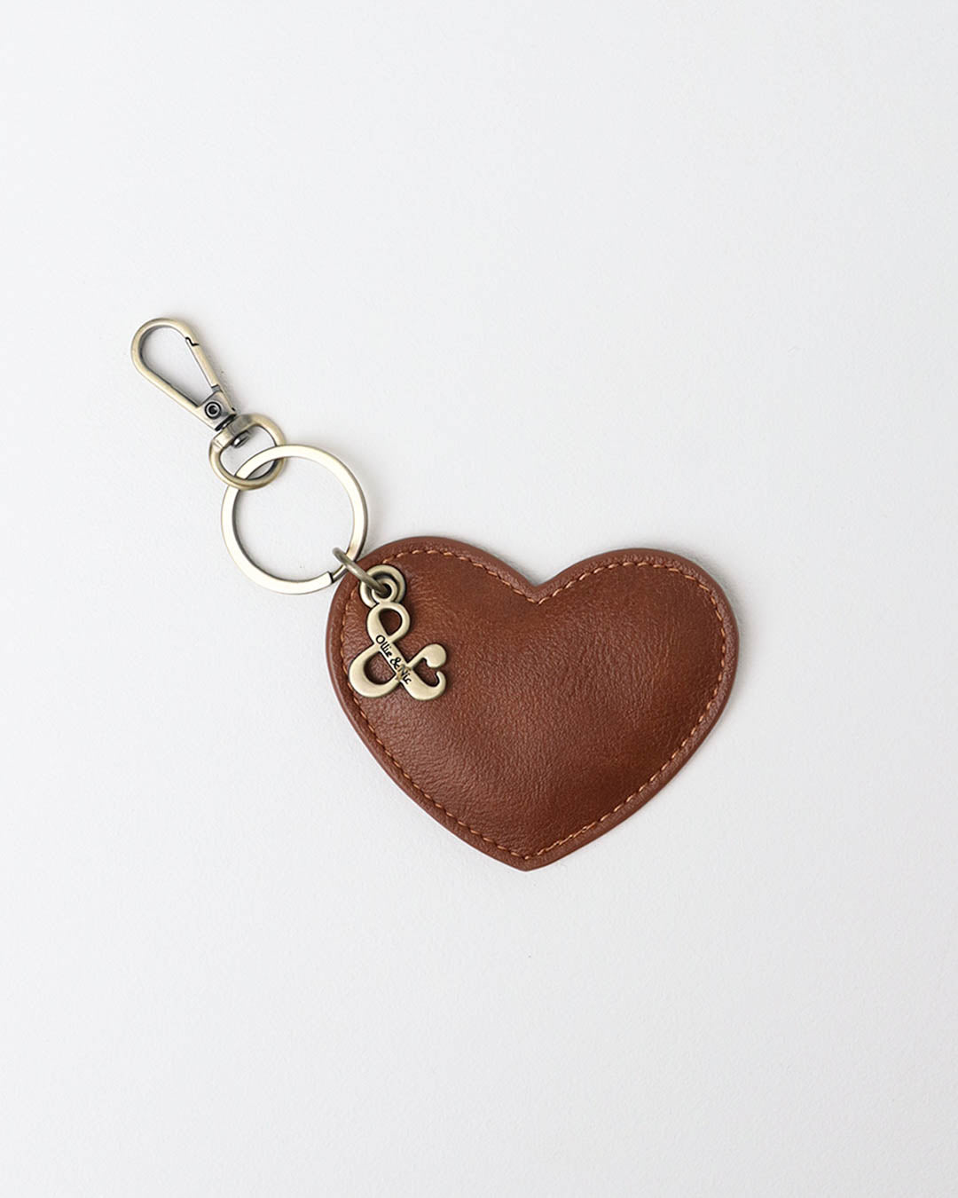 Heart Bag Charm - Tan