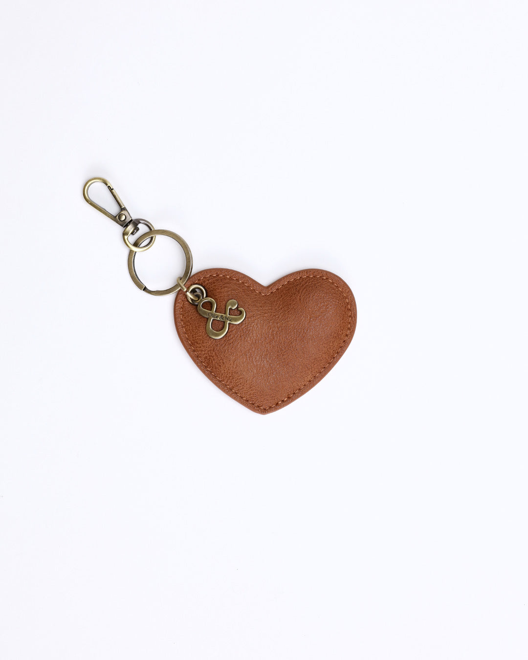 Heart Bag Charm - Tan