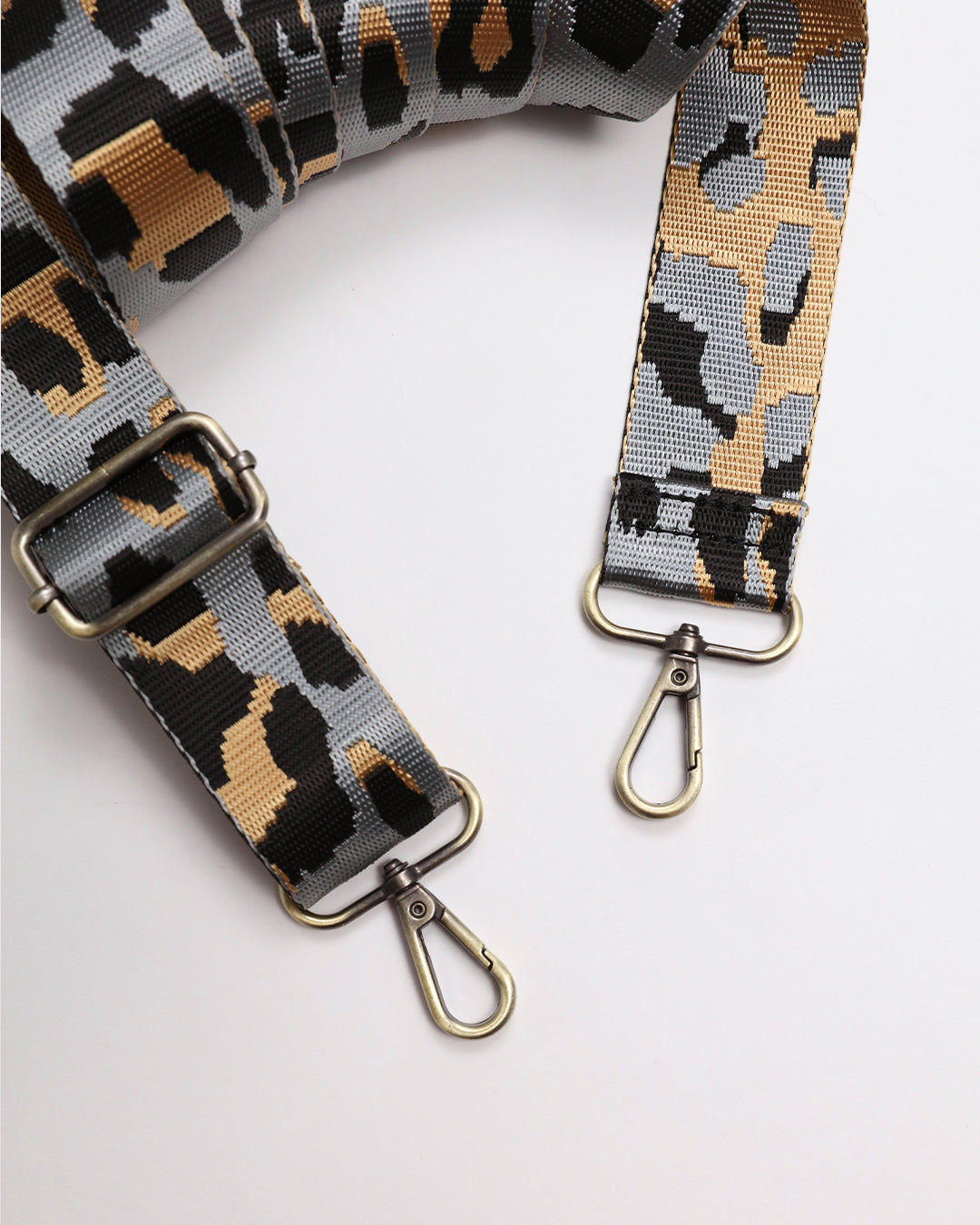 Leopard Webbing Strap - Light Grey