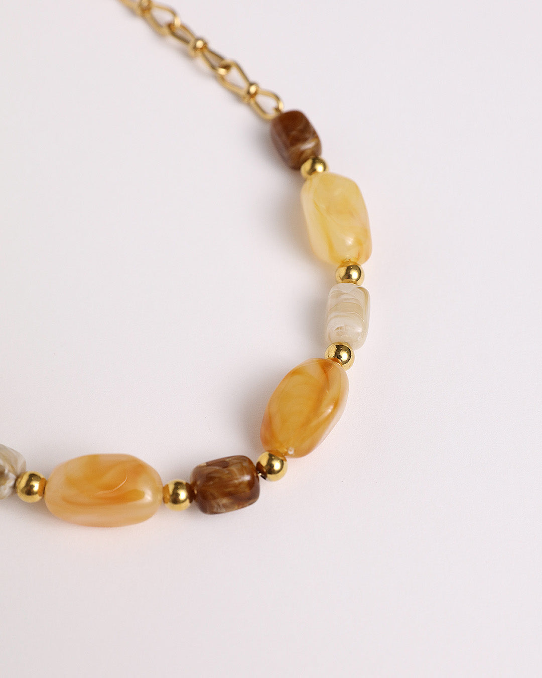 Oval Bead Necklace - Gold