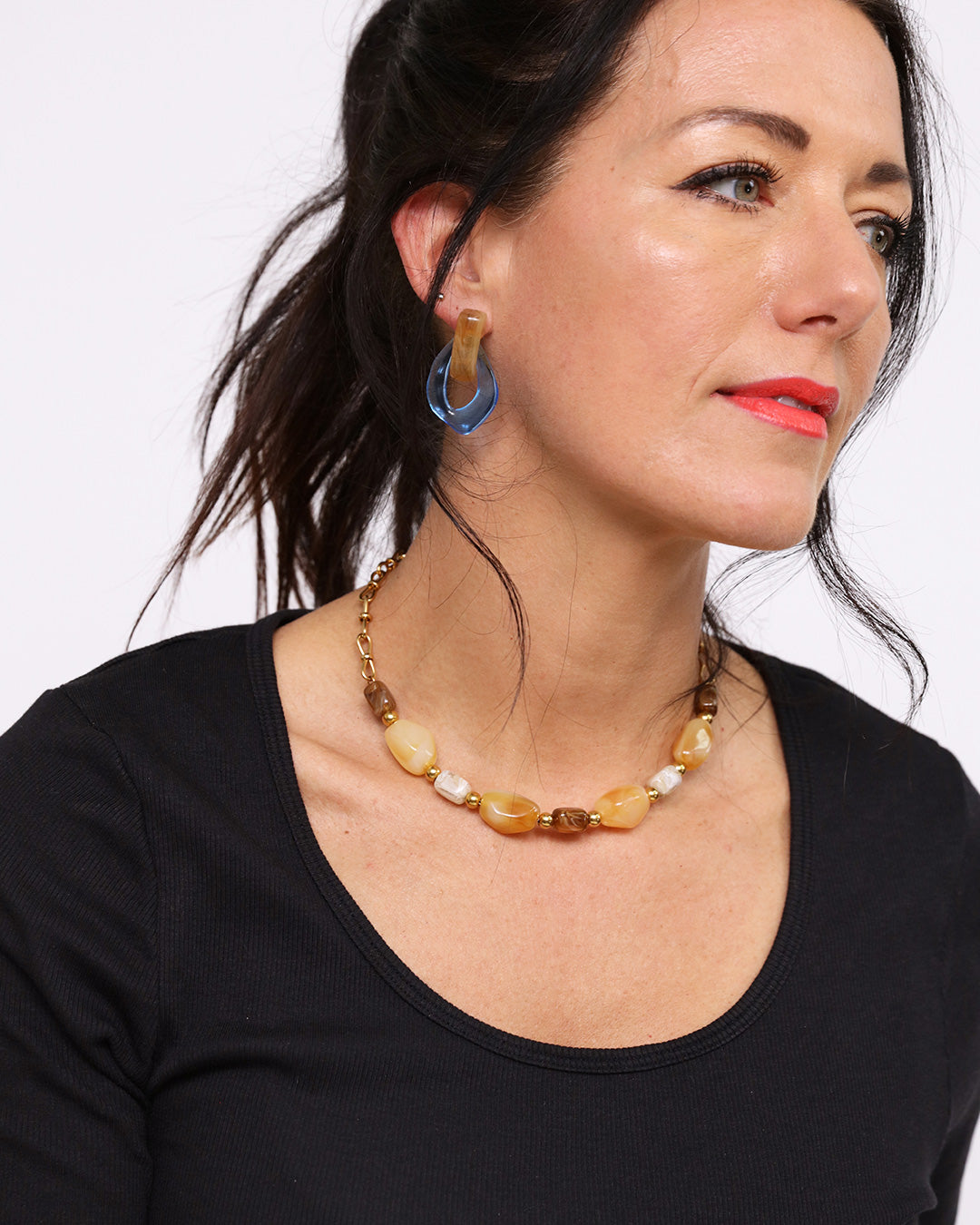 Oval Bead Necklace - Gold