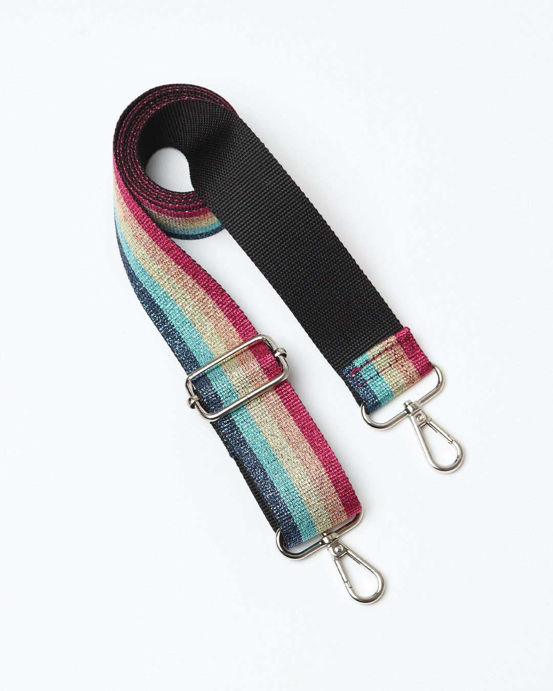 Ozzy Metallic Rainbow Webbing Strap - Silver Hardware