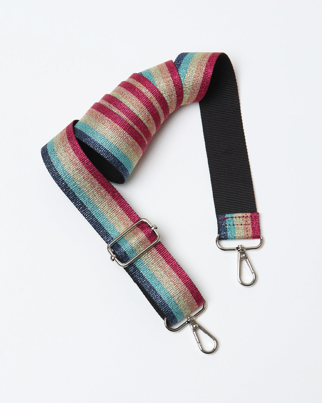 Ozzy Metallic Rainbow Webbing Strap - Silver Hardware