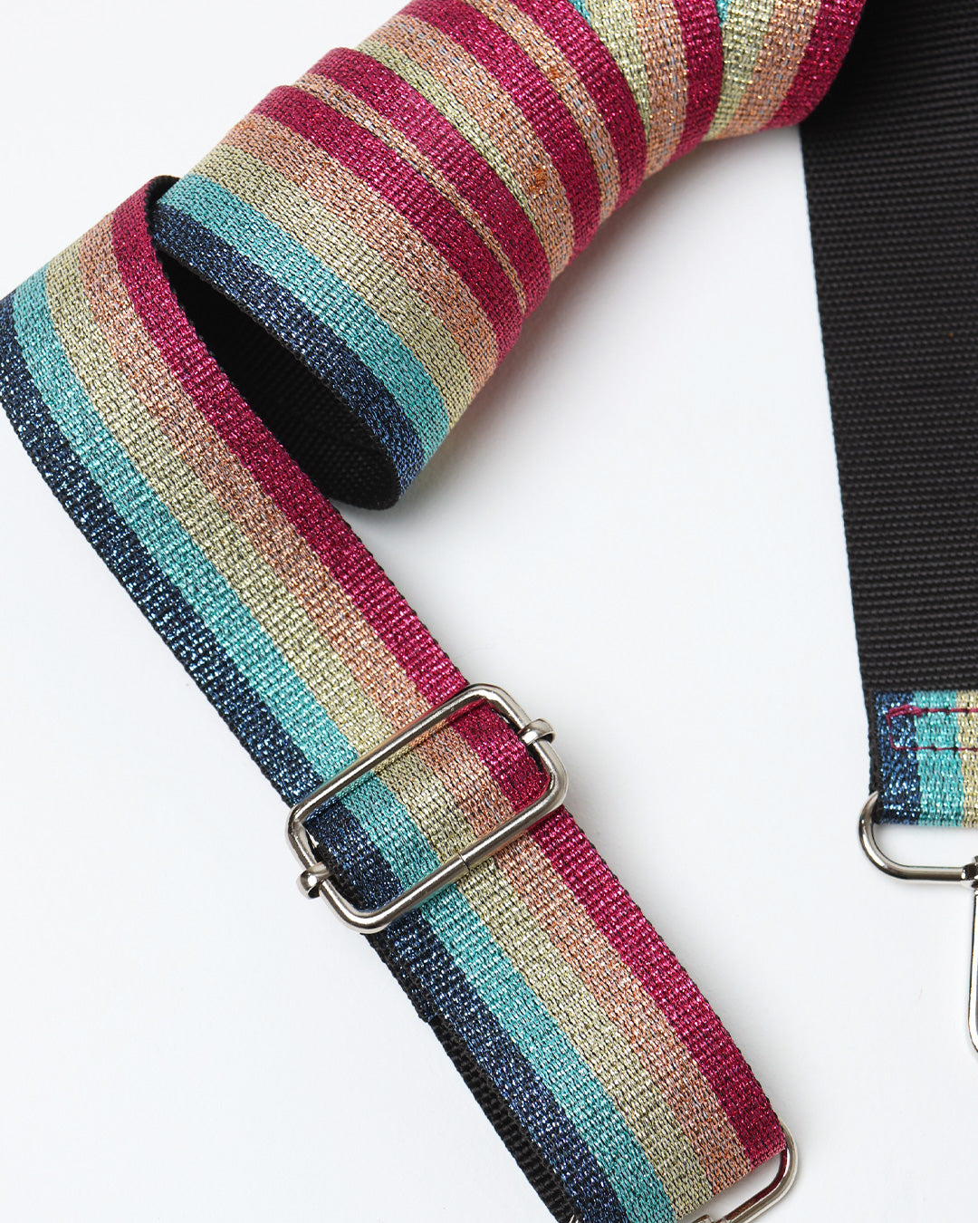 Ozzy Metallic Rainbow Webbing Strap - Silver Hardware