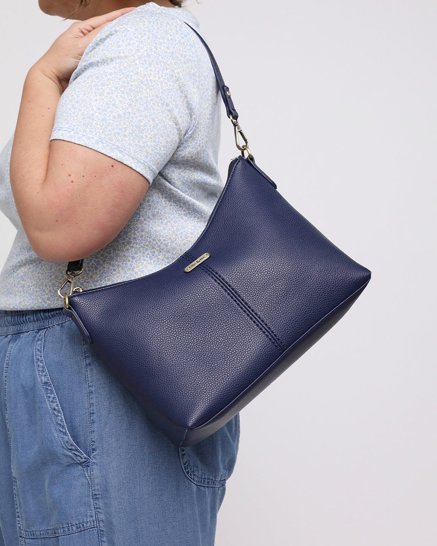 Sonya Curve Top Shoulder Bag - Navy