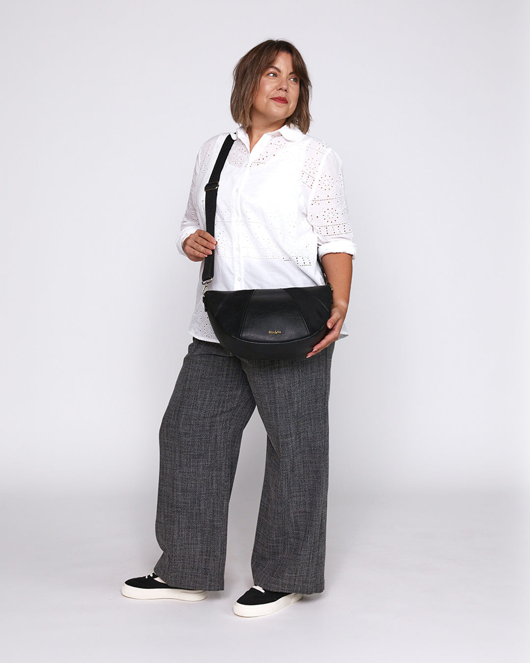 Sophia Curved Crossbody - Black