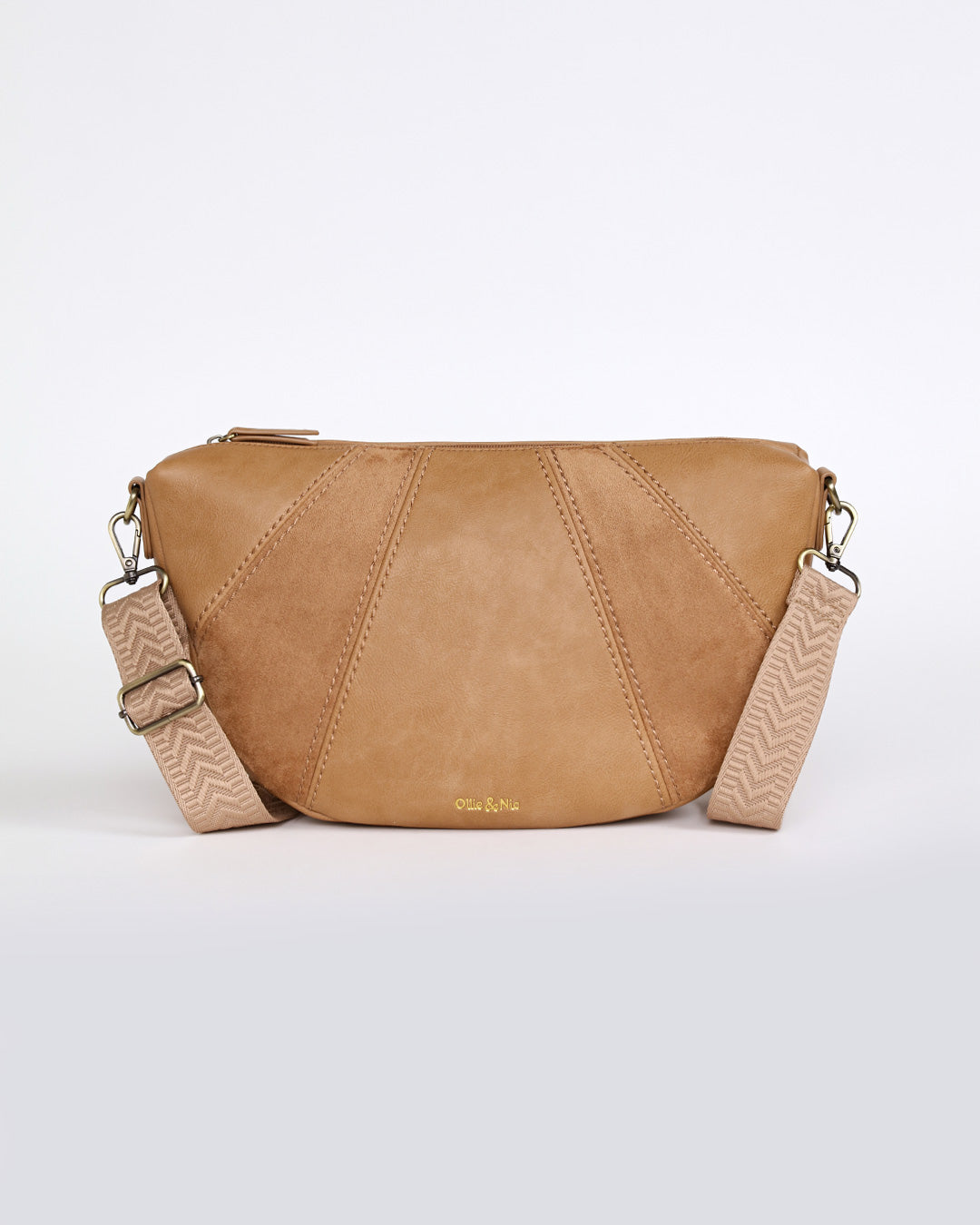 Sophia Curved Crossbody - Caramel