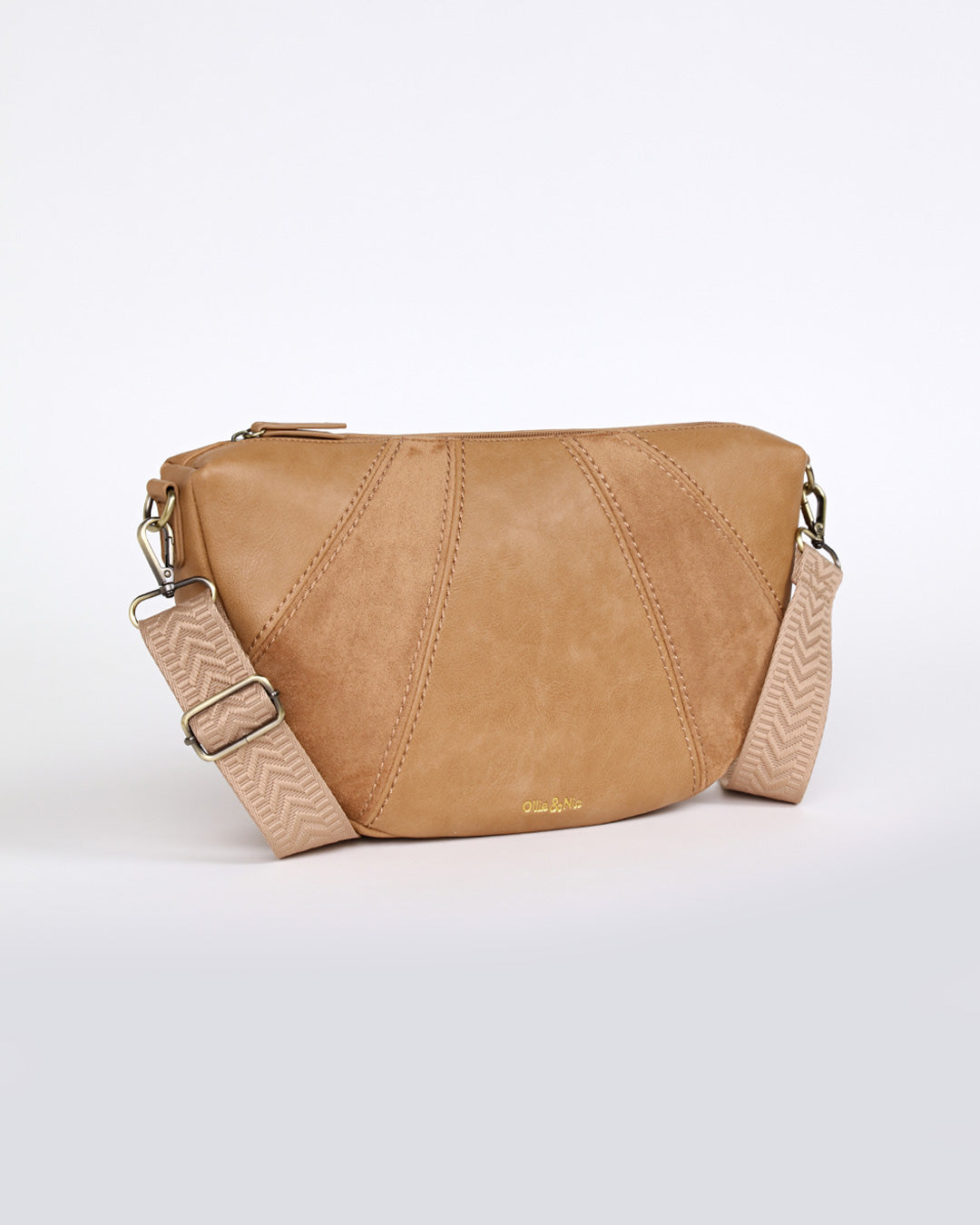 Sophia Curved Crossbody - Caramel