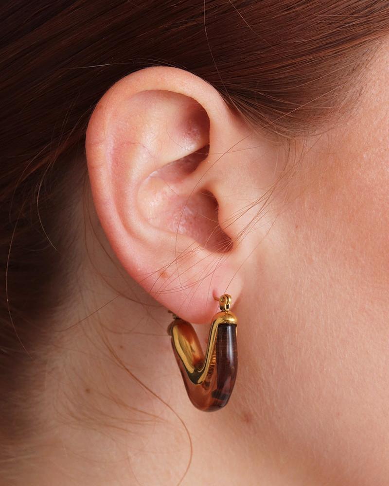 V-Shape Earrings - Tortoiseshell