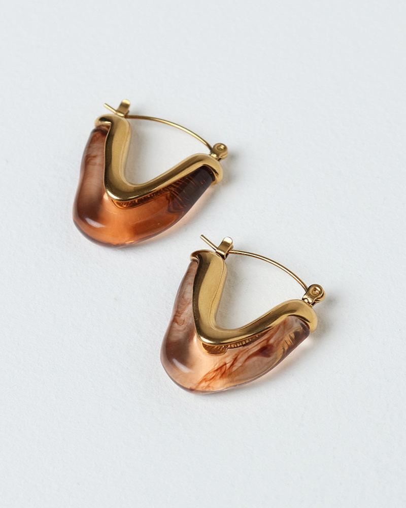V-Shape Earrings - Tortoiseshell