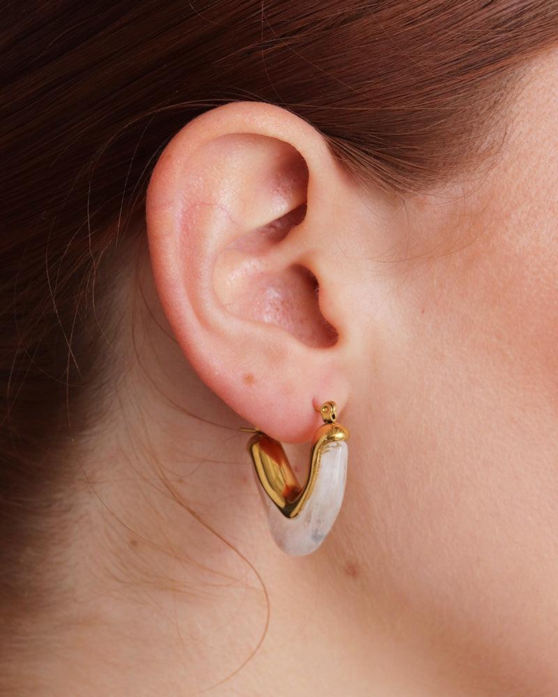 V-Shape Earrings - White