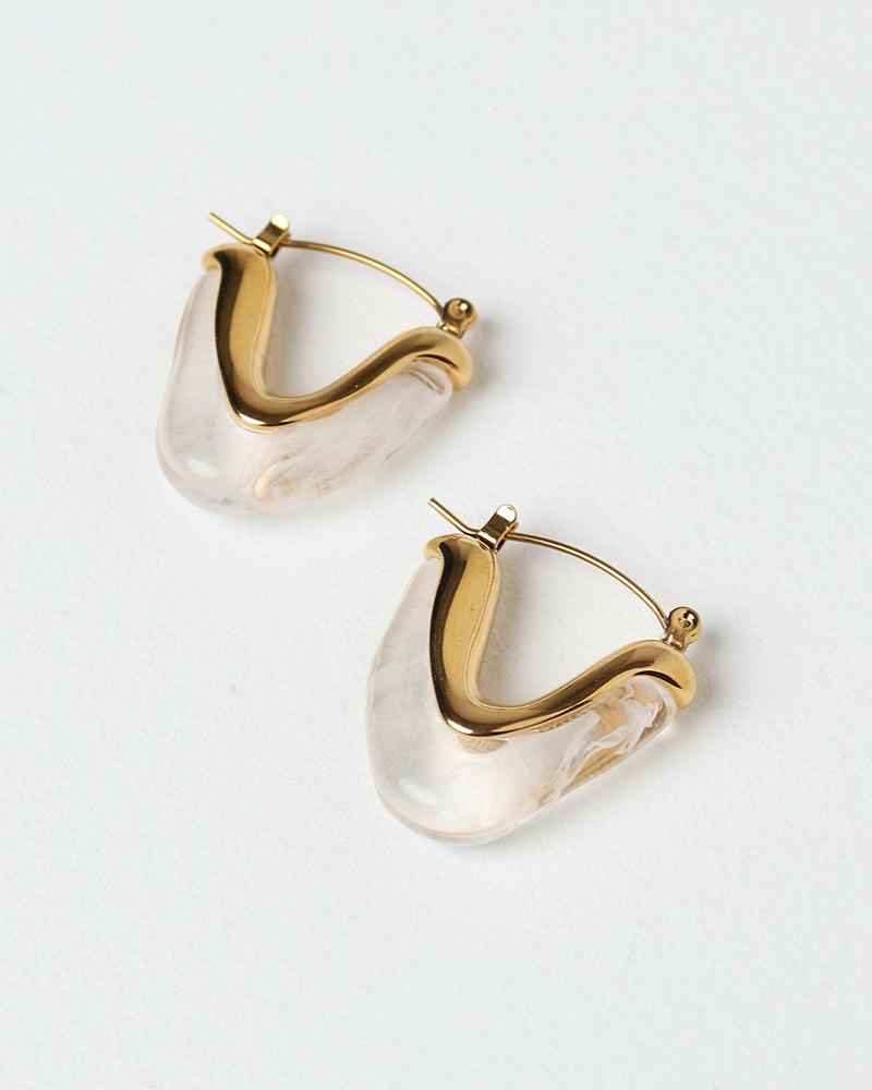V-Shape Earrings - White