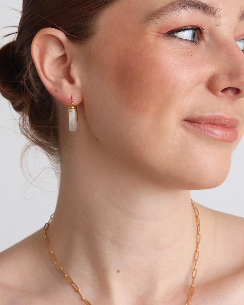 V-Shape Earrings - White