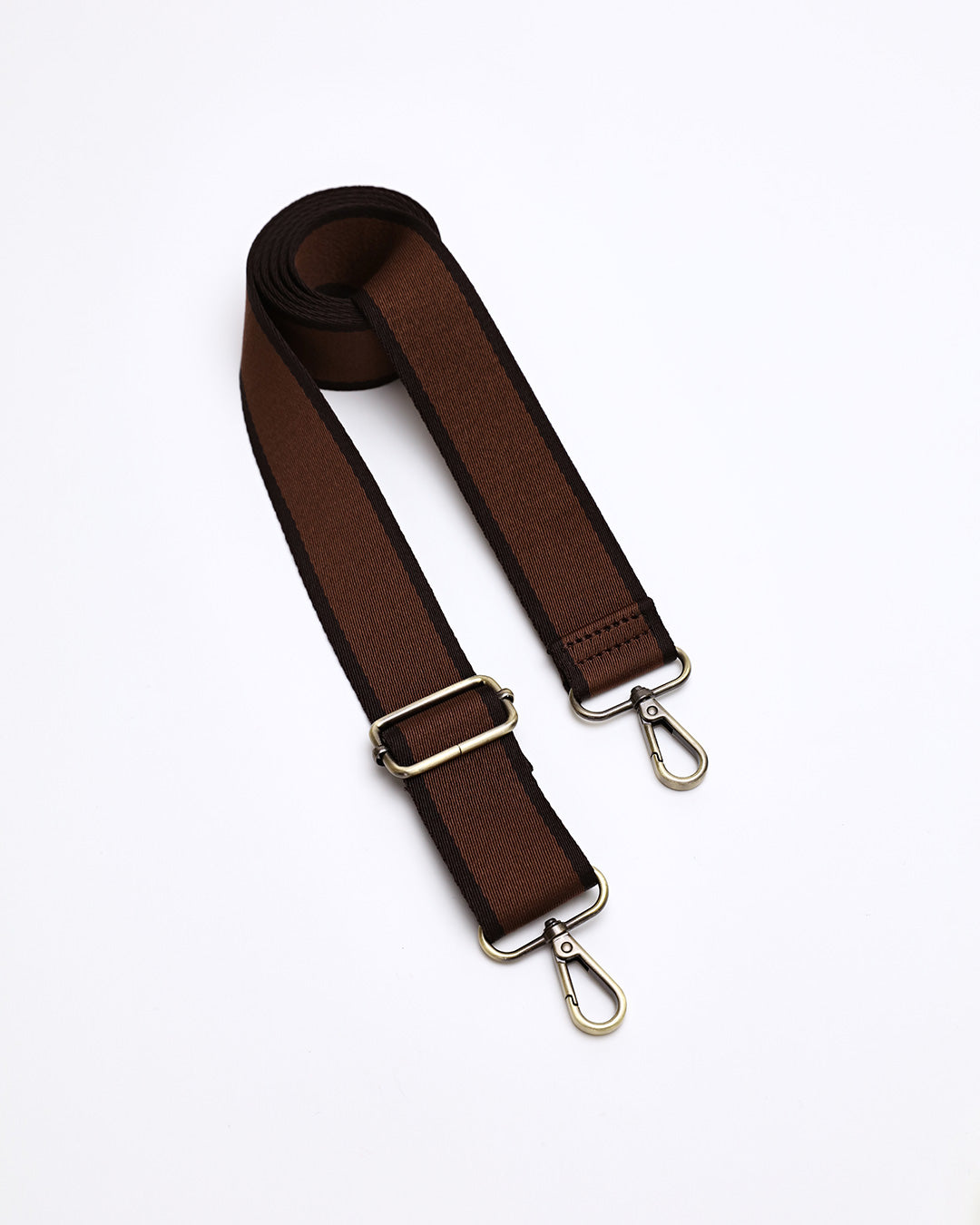 Wide Stripe Webbing Strap - Chocolate