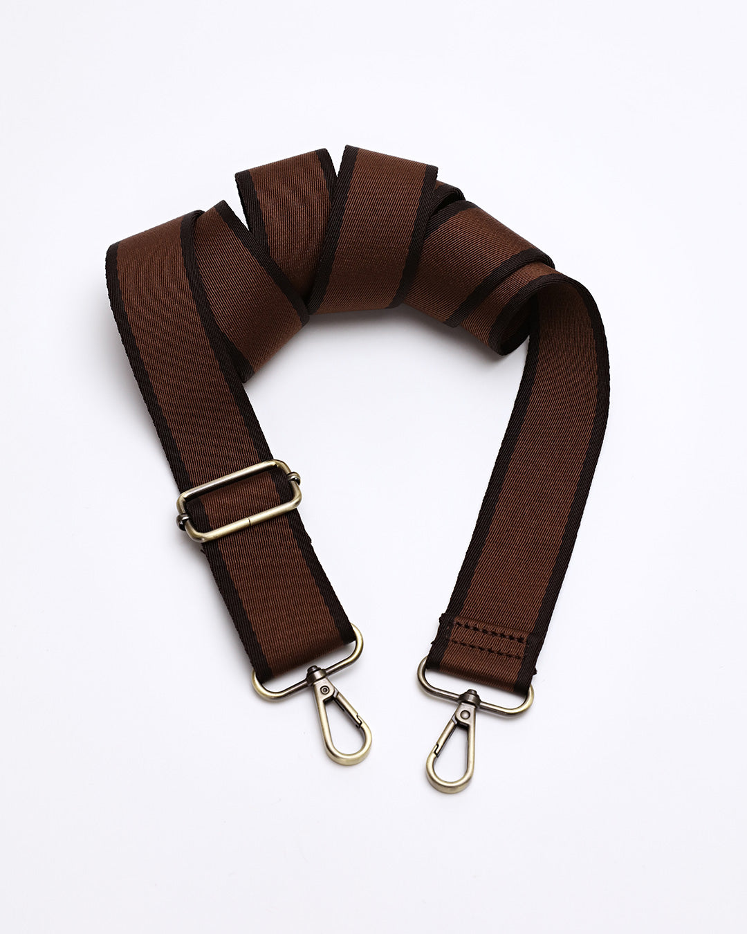 Wide Stripe Webbing Strap - Chocolate