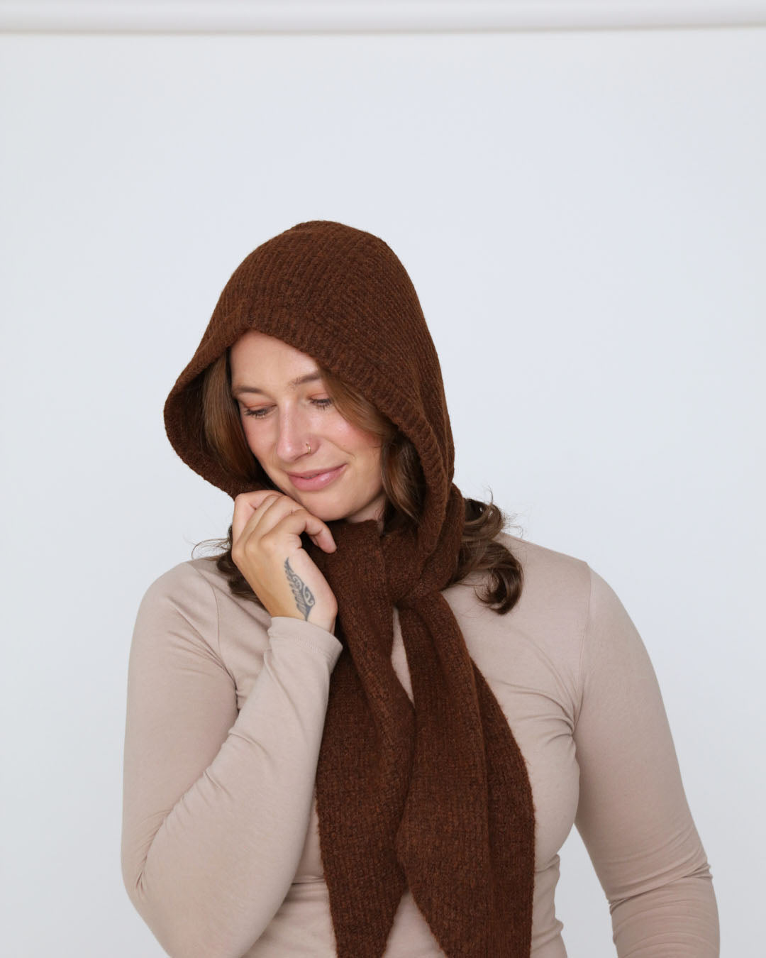 Claudia Hood Scarf - Brown