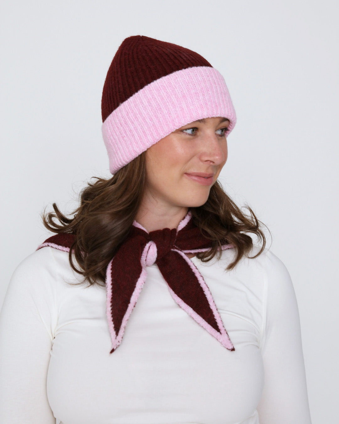 Paige Triangle Scarf - Claret/Pink