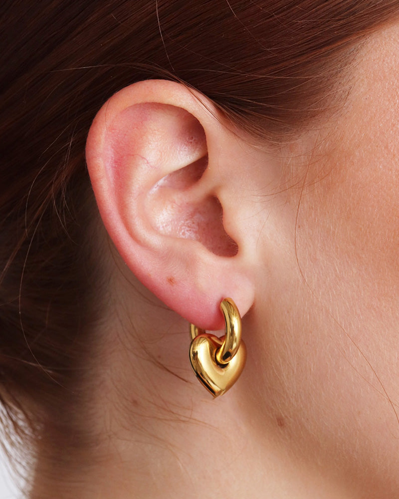 Heart Hoop Earrings - Gold