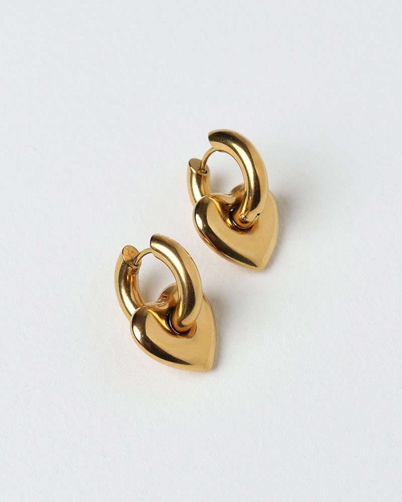 Heart Hoop Earrings - Gold