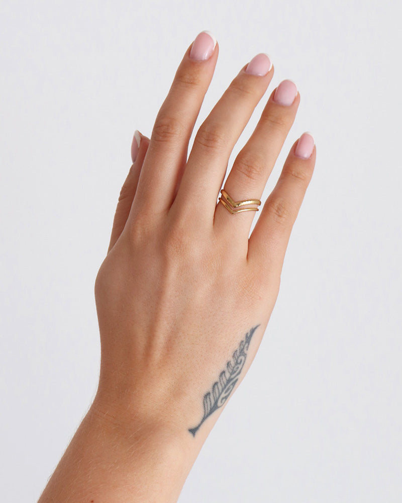 Minimalist V-Shape Ring - Gold