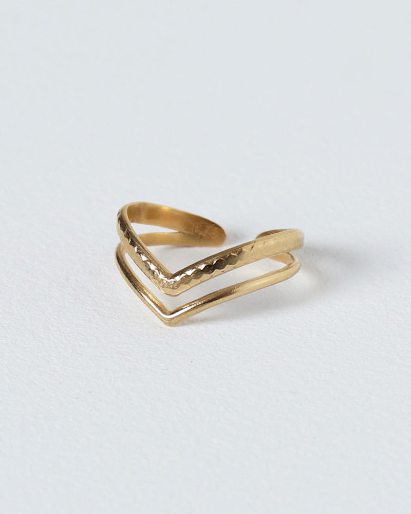 Minimalist V-Shape Ring - Gold
