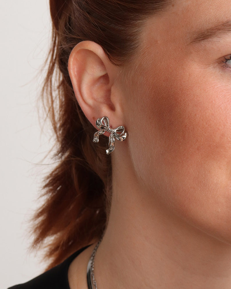 Petite Bow Earrings - Silver