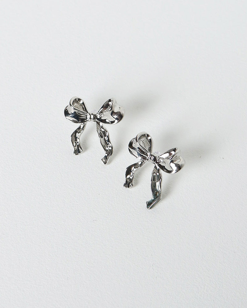 Petite Bow Earrings - Silver