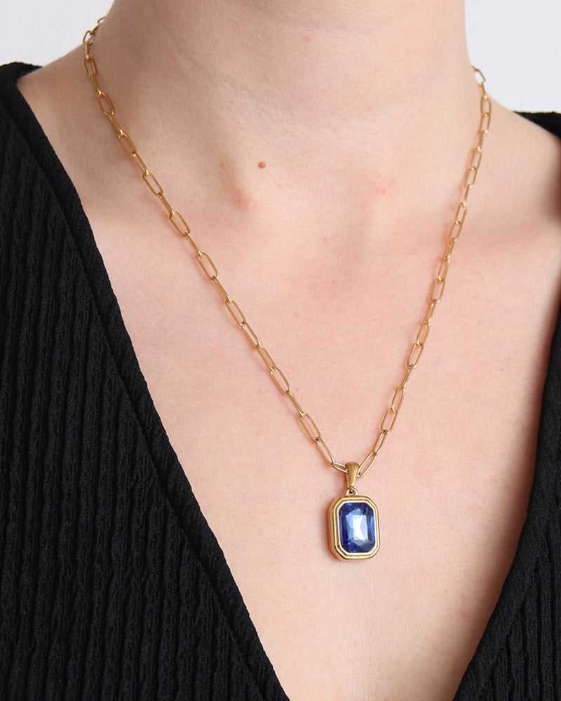 Statement Gemstone Necklace - Sapphire